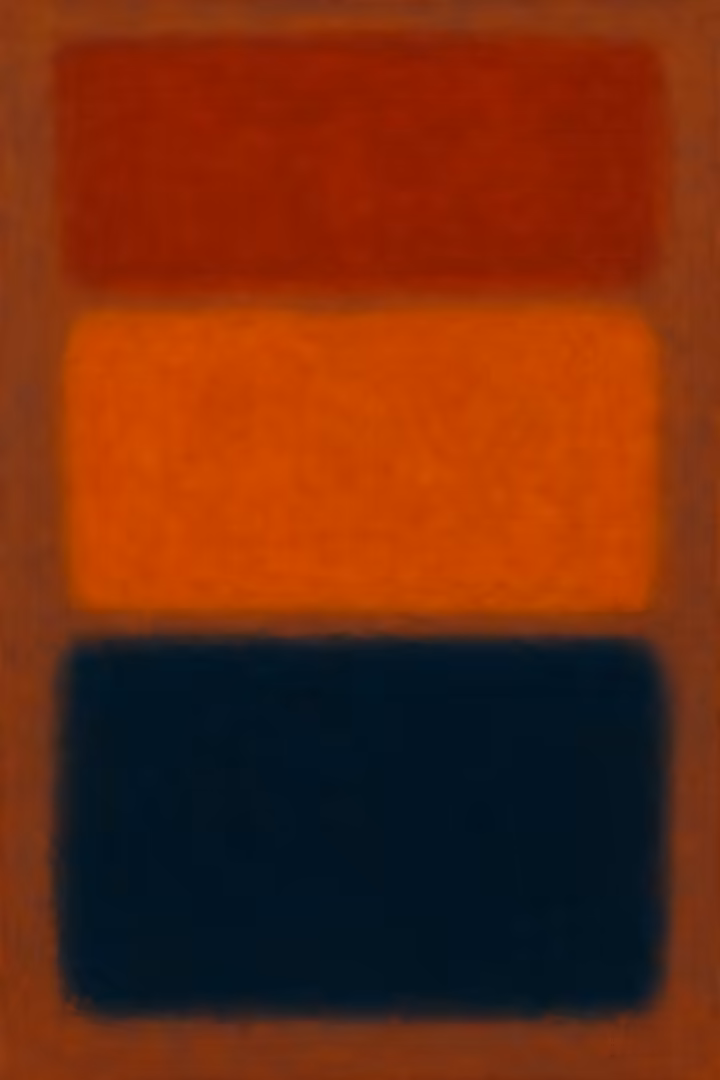 Example of a Mark Rothko Color Field painting, showing large, soft-edged rectangular blocks of color that seem to float, blurring background and foreground.